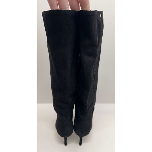 Larroude Knee High Boots Black Suede Size 10 Pointed Toe High Heel Leather Sole - Picture 8 of 11